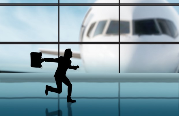 Businessman rushing in the airport