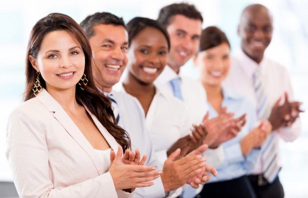 Successful business team applauding