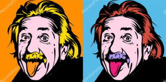 Portrait of Albert Einstein, physicist, chemist and mathematician in retro