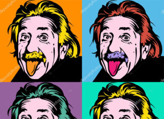 Portrait of Albert Einstein, physicist, chemist and mathematician in retro